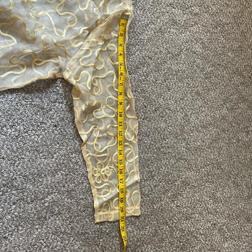 Sheer Gold Button-Down Blouse - image 6